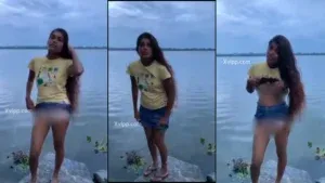 Playful GF Showing Risky Boobs & Panty Flashing at Public Lake