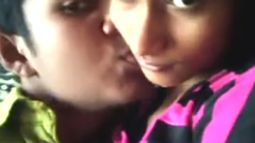 Sri Lankan Teen School Couple Kissing & Boobs Pressing